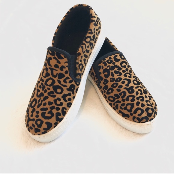 qupid leopard slip on sneakers